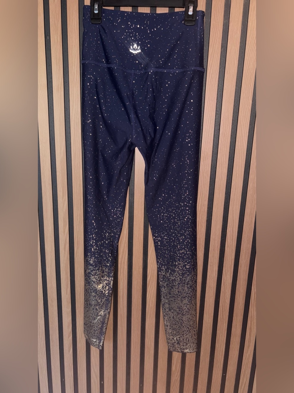 Women's Gold Ombré and Splatter Beyond Yoga Leggings - Blue & Gold - SZ M - Picture 5 of 5